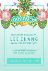 Pineapple Luau Perimeter - Invitación de Cumpleaños